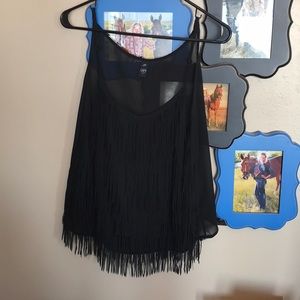 Black frindge tank top